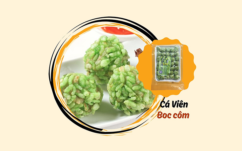Cá bọc cốm: phổ biến: 3-4 viên/xiên 10K.