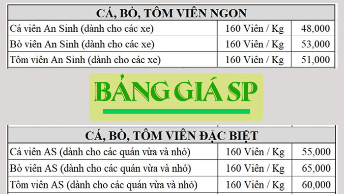 Bảng giá cá viên chiên